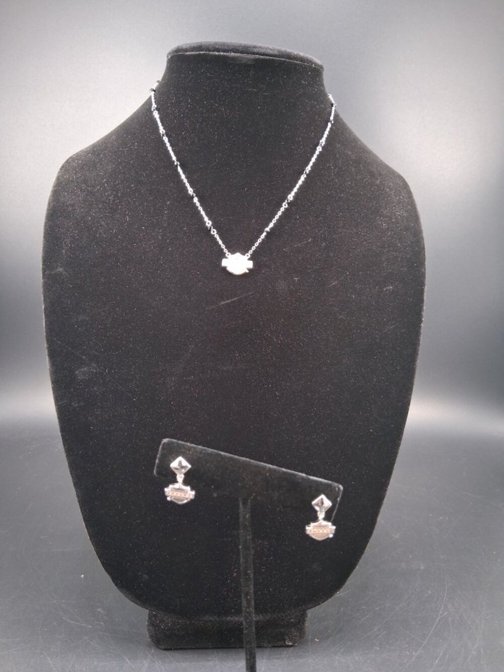 Sterling Silver Womens Necklace & Earring Set Harley-Davidson Logo Design